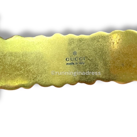 Gucci Lion Mane Cuff Bracelet In Aged Gold-tone With Crystal - Picture 11 of 13